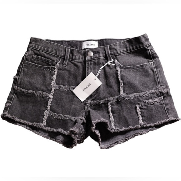 🅽🅴🆆 Frame denim frayed panel black shorts silverwood wash size 27